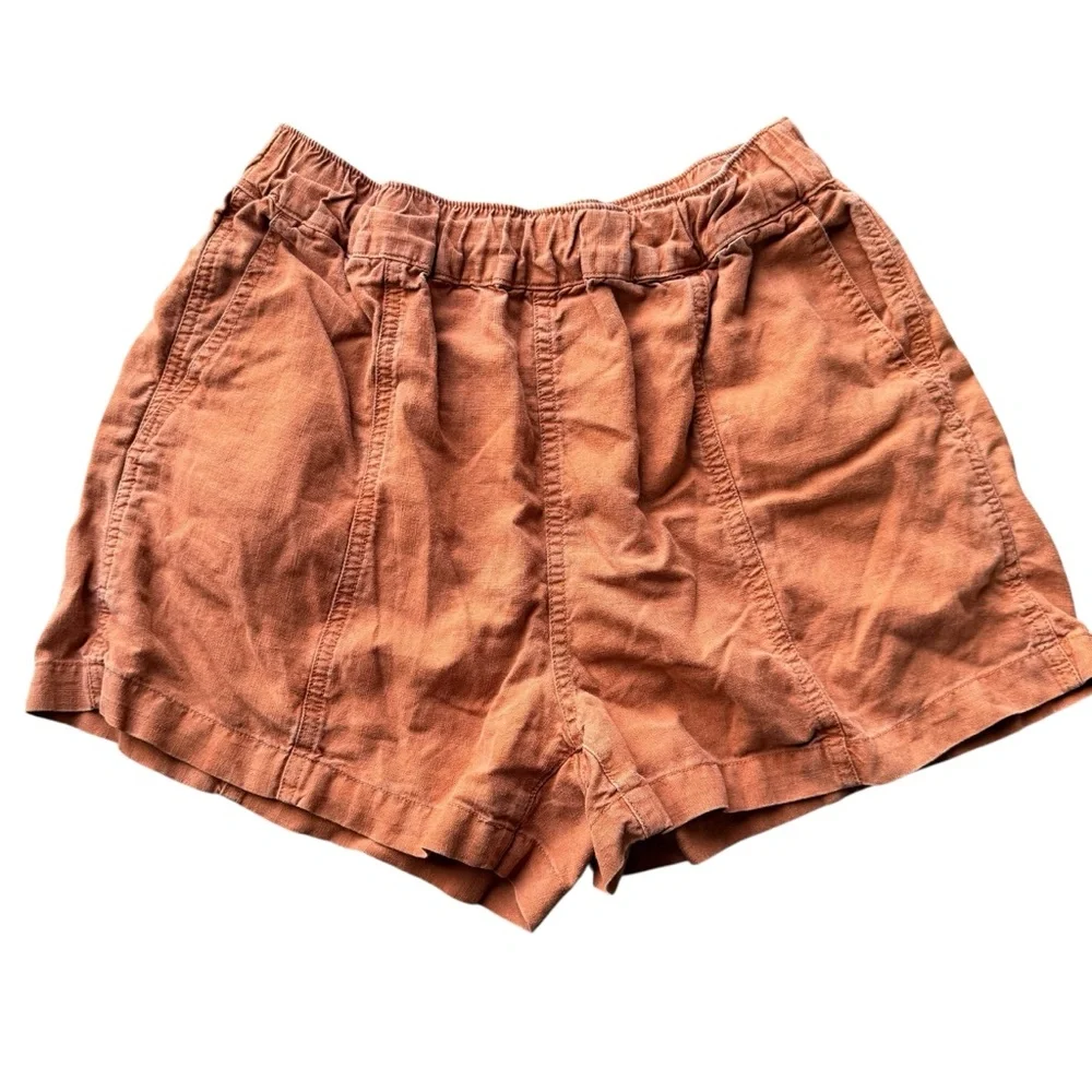 Madewell Linen-Blend‎ Easy Pull-On Shorts Afterglow Red Size Small